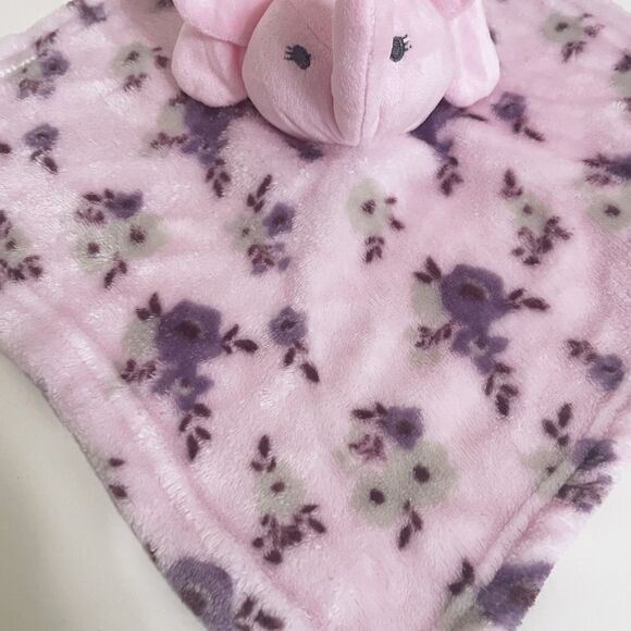Manhattan Kids Babe Luxe Pink Elephant with Crown Security Blanket Lovey Flowers - Picture 6 of 8